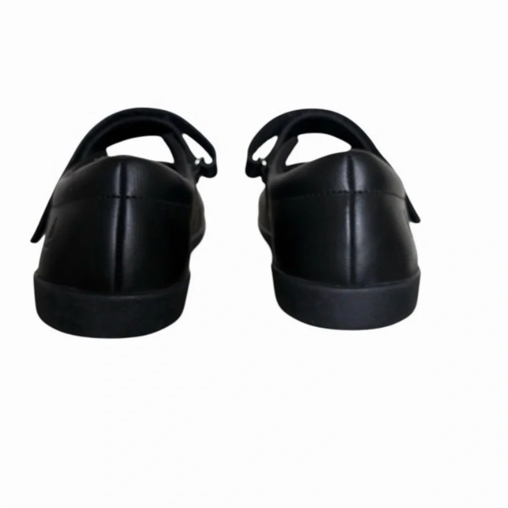 Hush Puppies Kids Black Mary Jane Velcro Strap School Shoes
